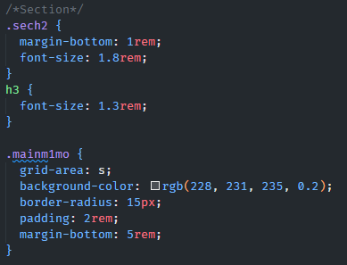 screen capture of rem units in code